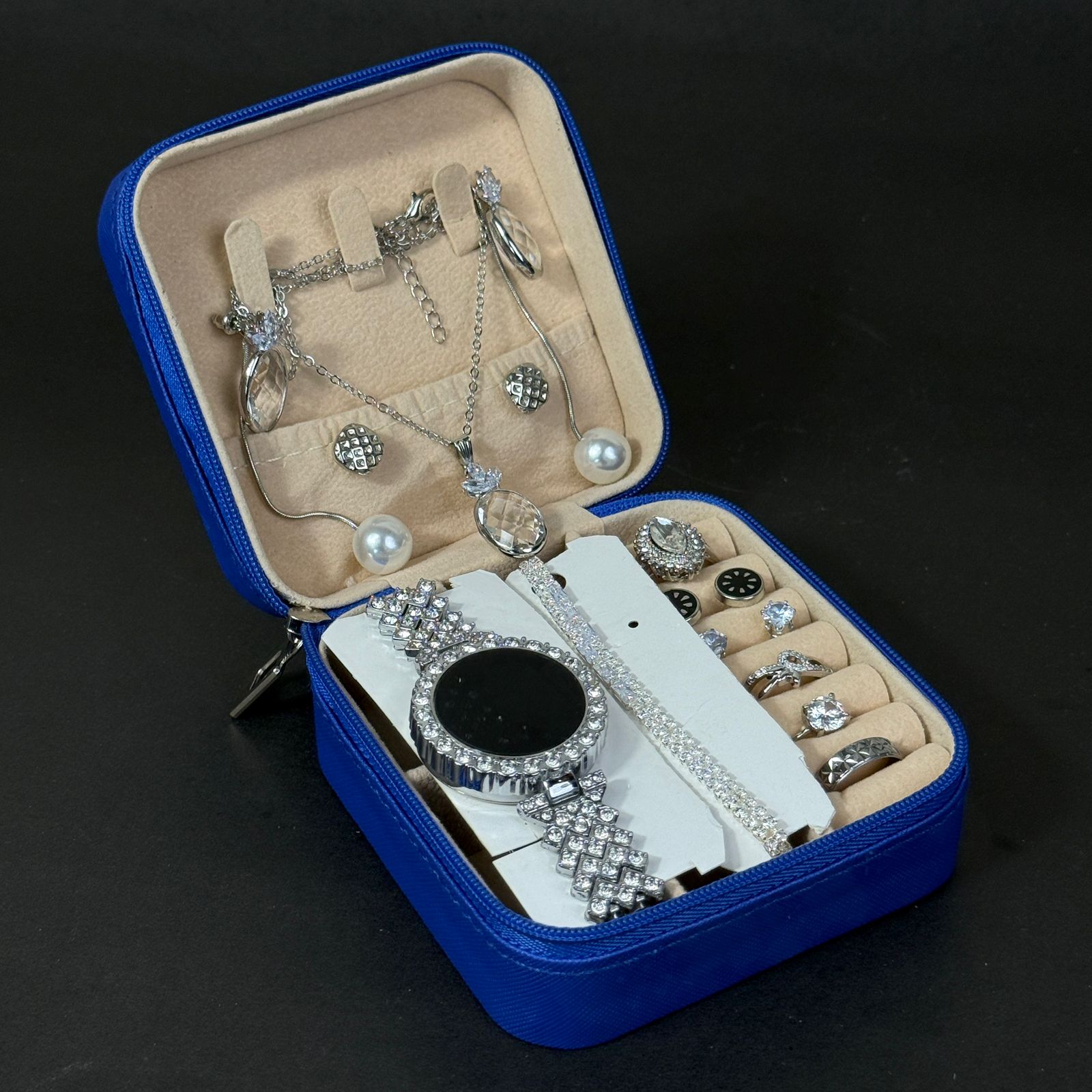 Women’s Silver Jewelry & Watch Gift Set – Blue Box Edition