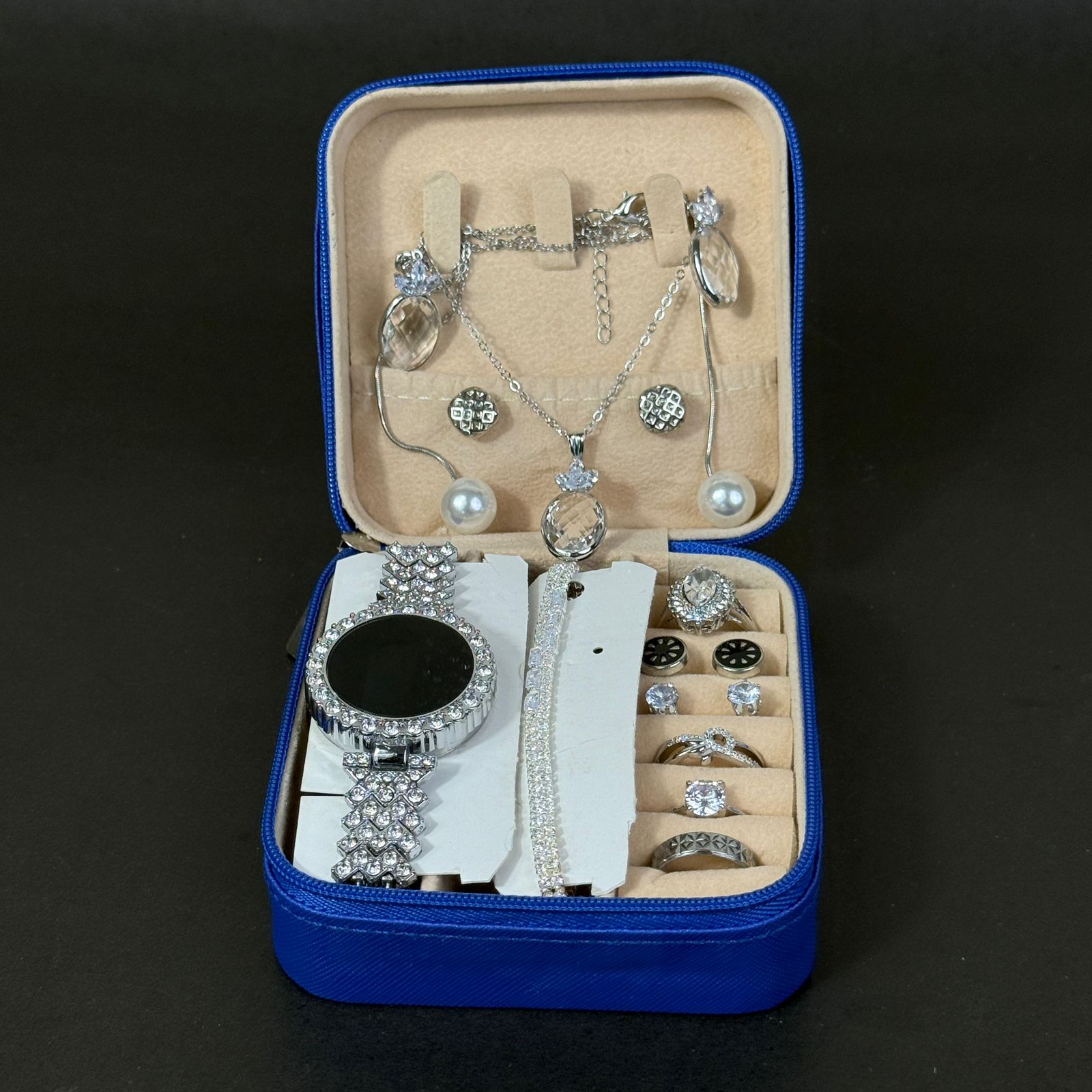 Women’s Silver Jewelry & Watch Gift Set – Blue Box Edition