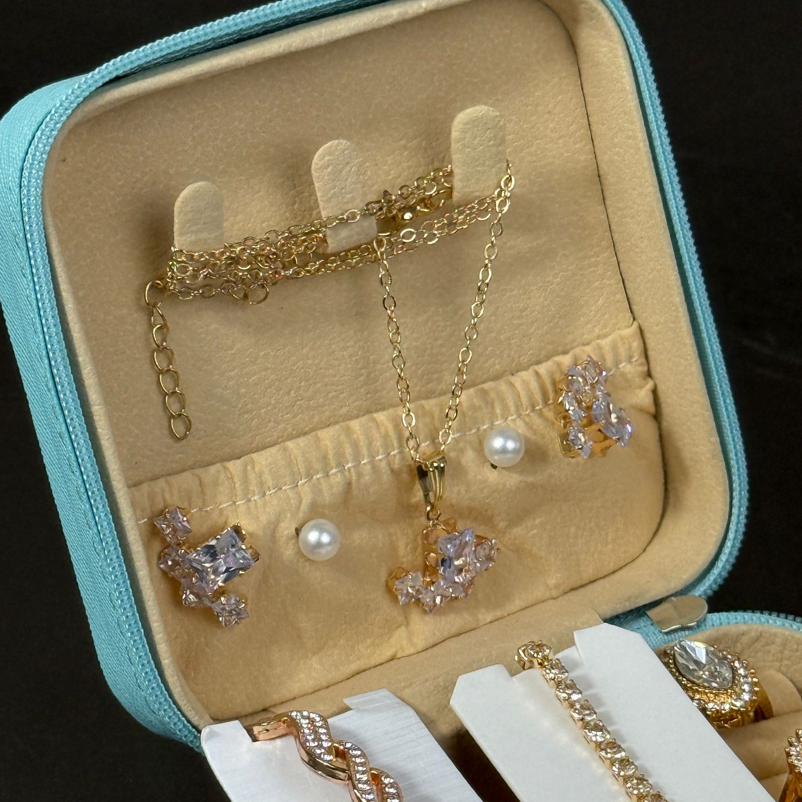 Women’s Rose Gold Watch & Jewelry Set – Mint Blue Box Edition