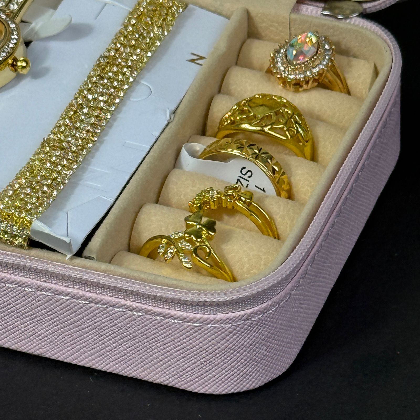 Women’s Gold-Tone Watch & Jewelry Set – Pink Box Edition