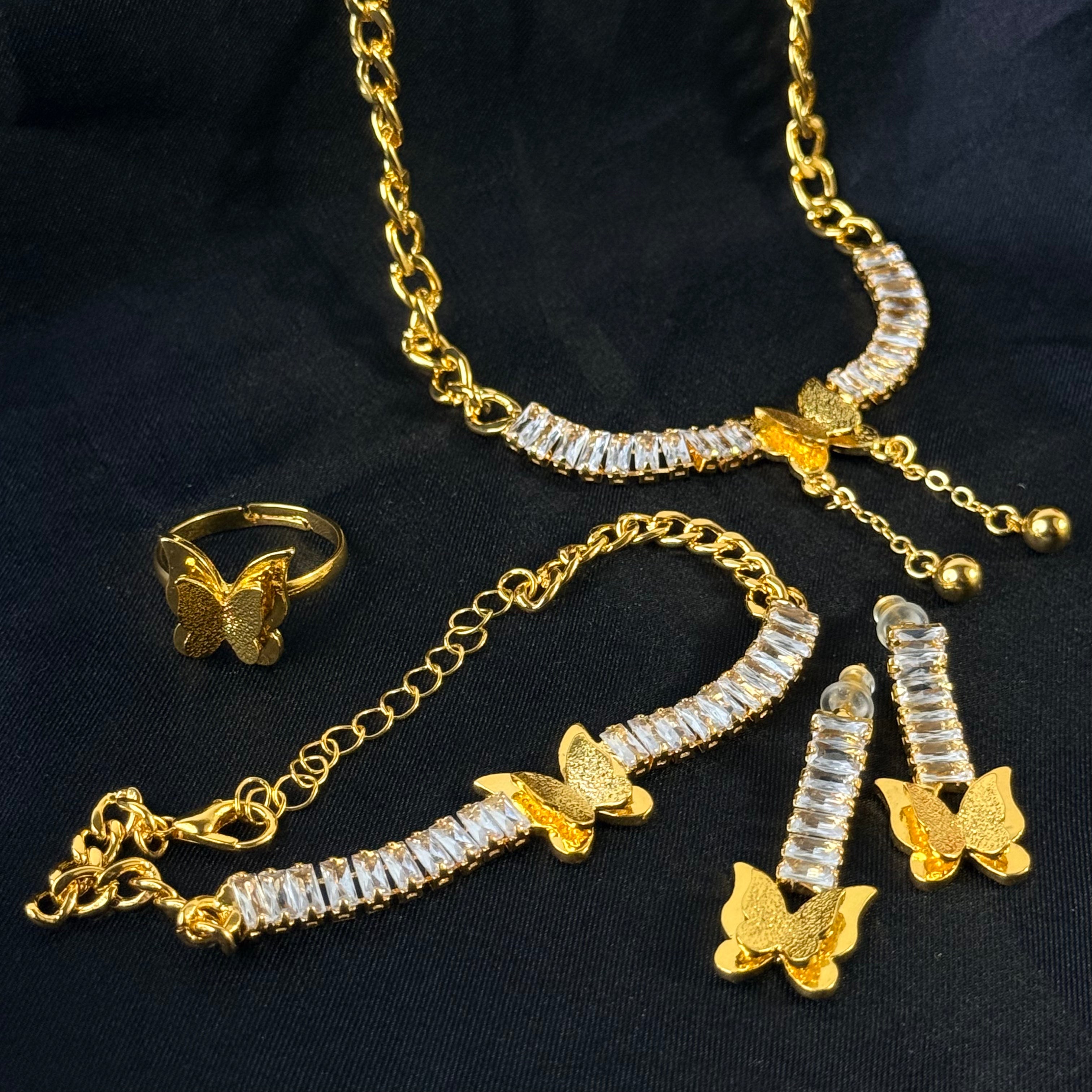 Gold-Plated Butterfly Jewelry Set